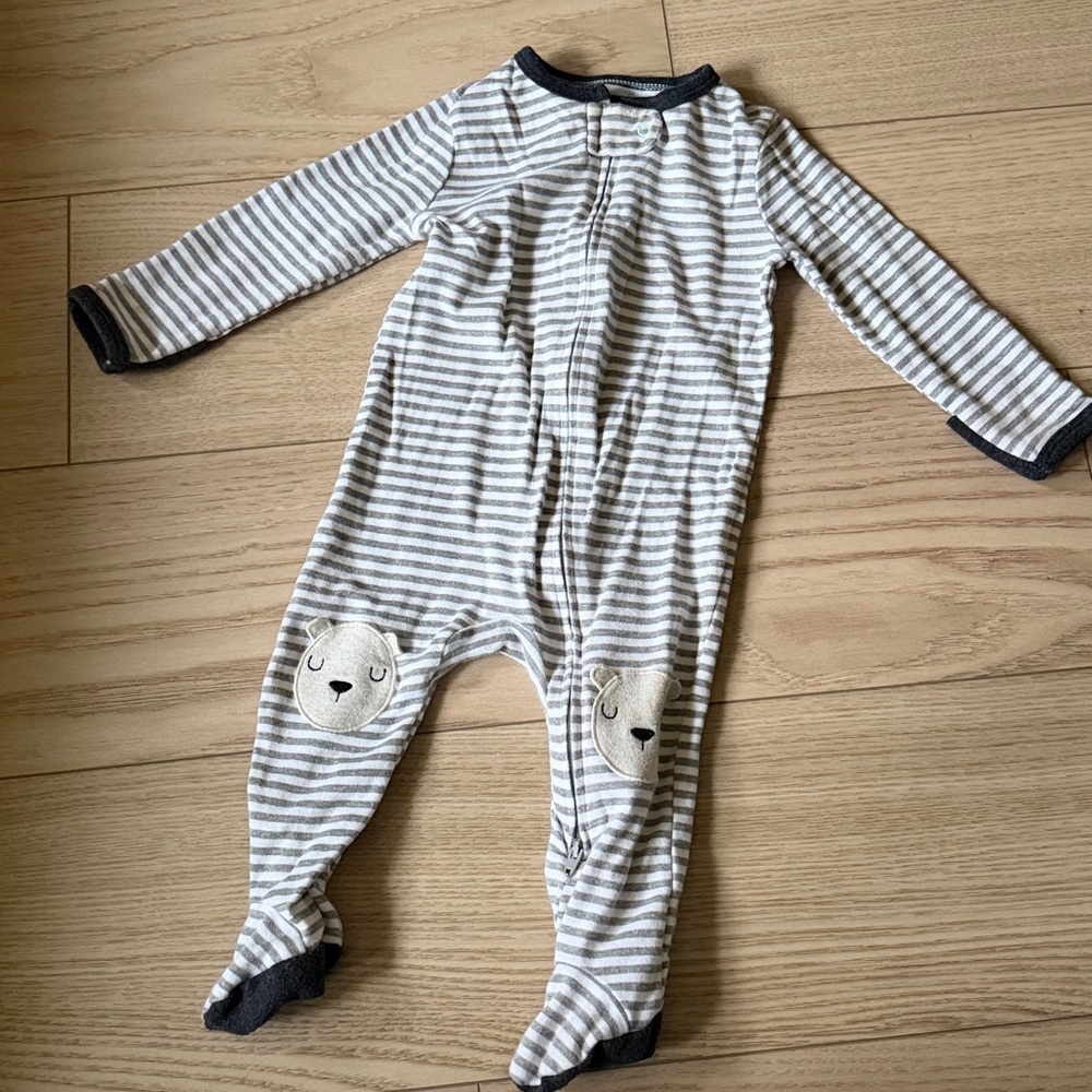 Cloud Island Gray and White Baby Onesie